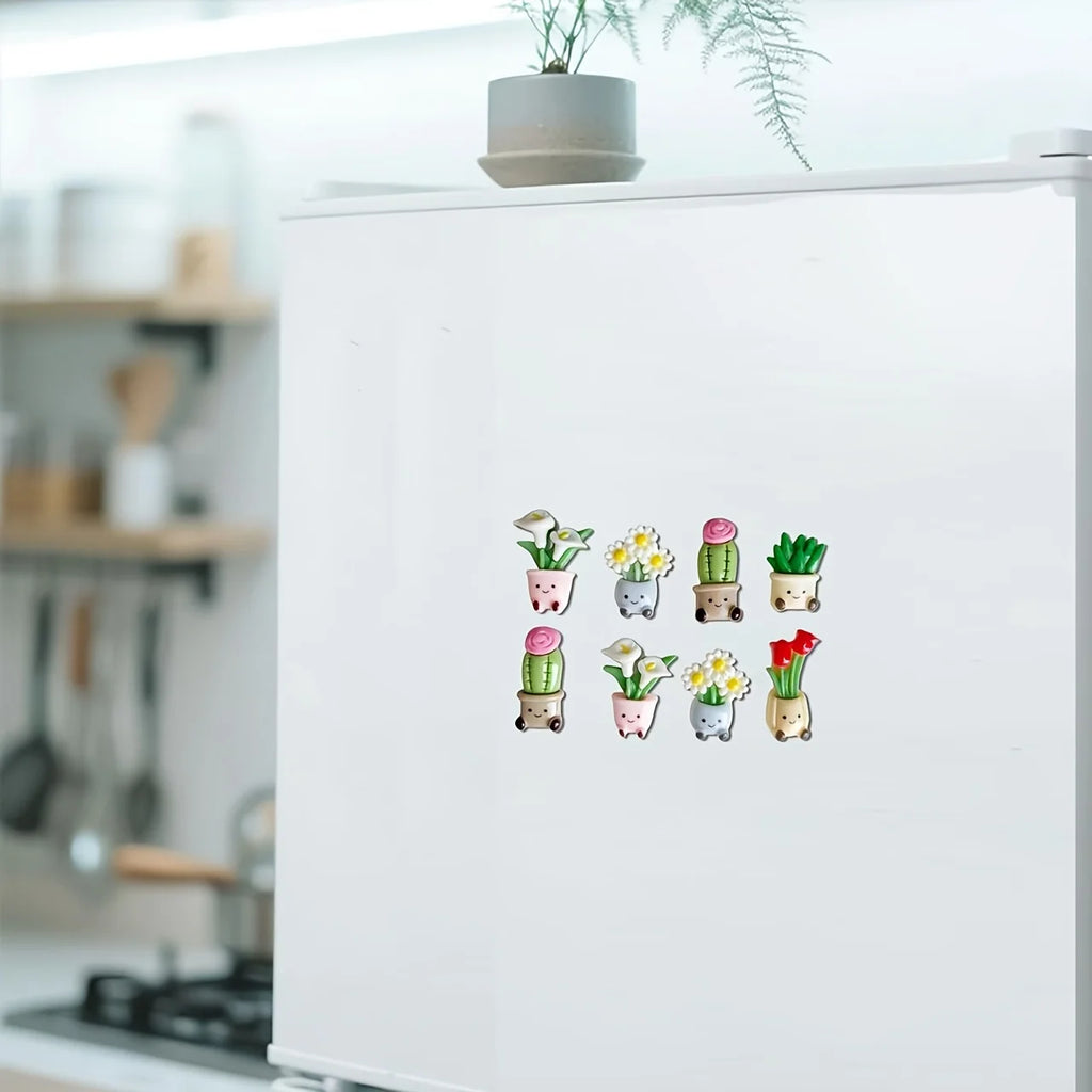 Cute Kawaii Potted Plant Fridge Magnets – Cactus & Flower Decorative Fridge Magnets Babs