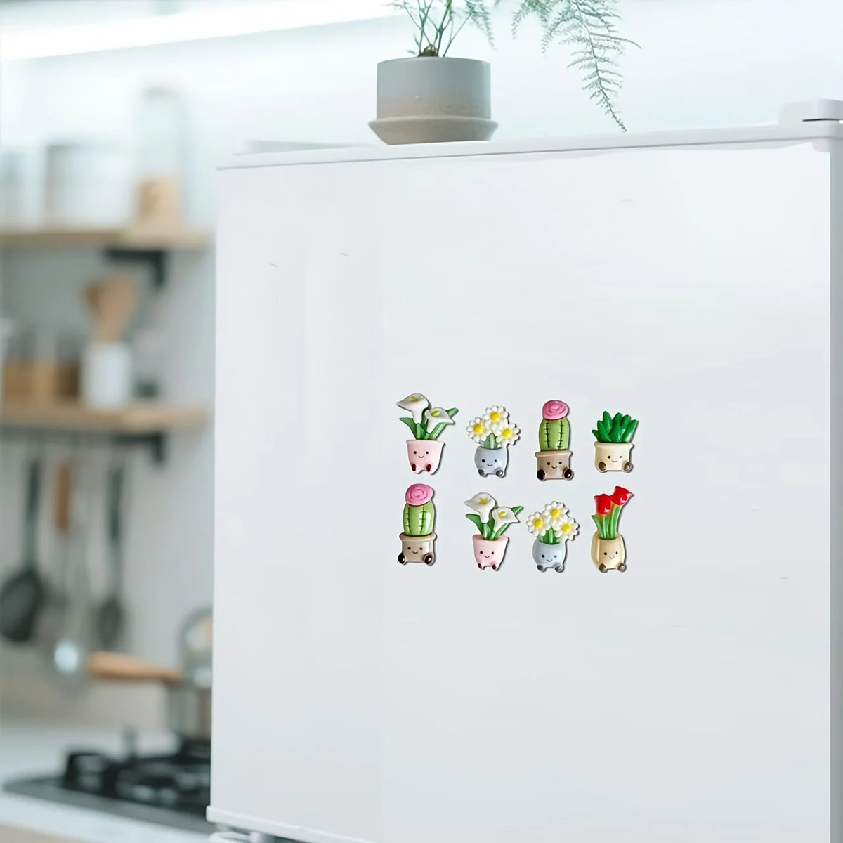 Cute Kawaii Potted Plant Fridge Magnets – Cactus & Flower Decorative Fridge Magnets Babs