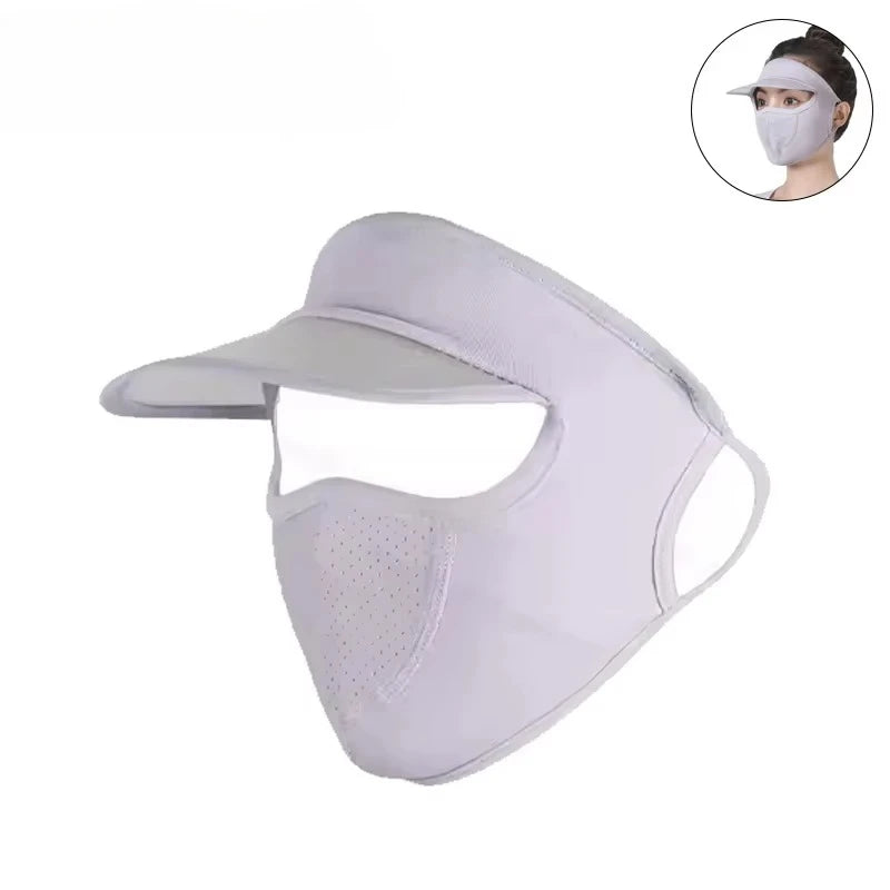 Women's UPF 50+ Ice Silk Sun Shield Face Mask | Breathable UV Sun Shield Mask Babs Light Grey-1PC