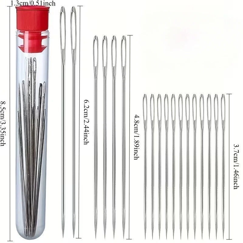 20-Piece Big Eye Hand Sewing Needle & Threader Set Hand Sewing Needle Set Babs