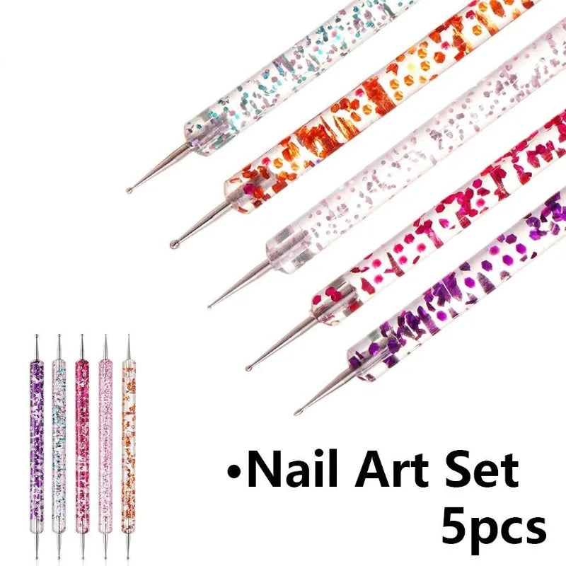 5-Piece Double-Ended Nail Art Dotting Pen Set | Manicure Tools Nail Art Dotting Pen Babs