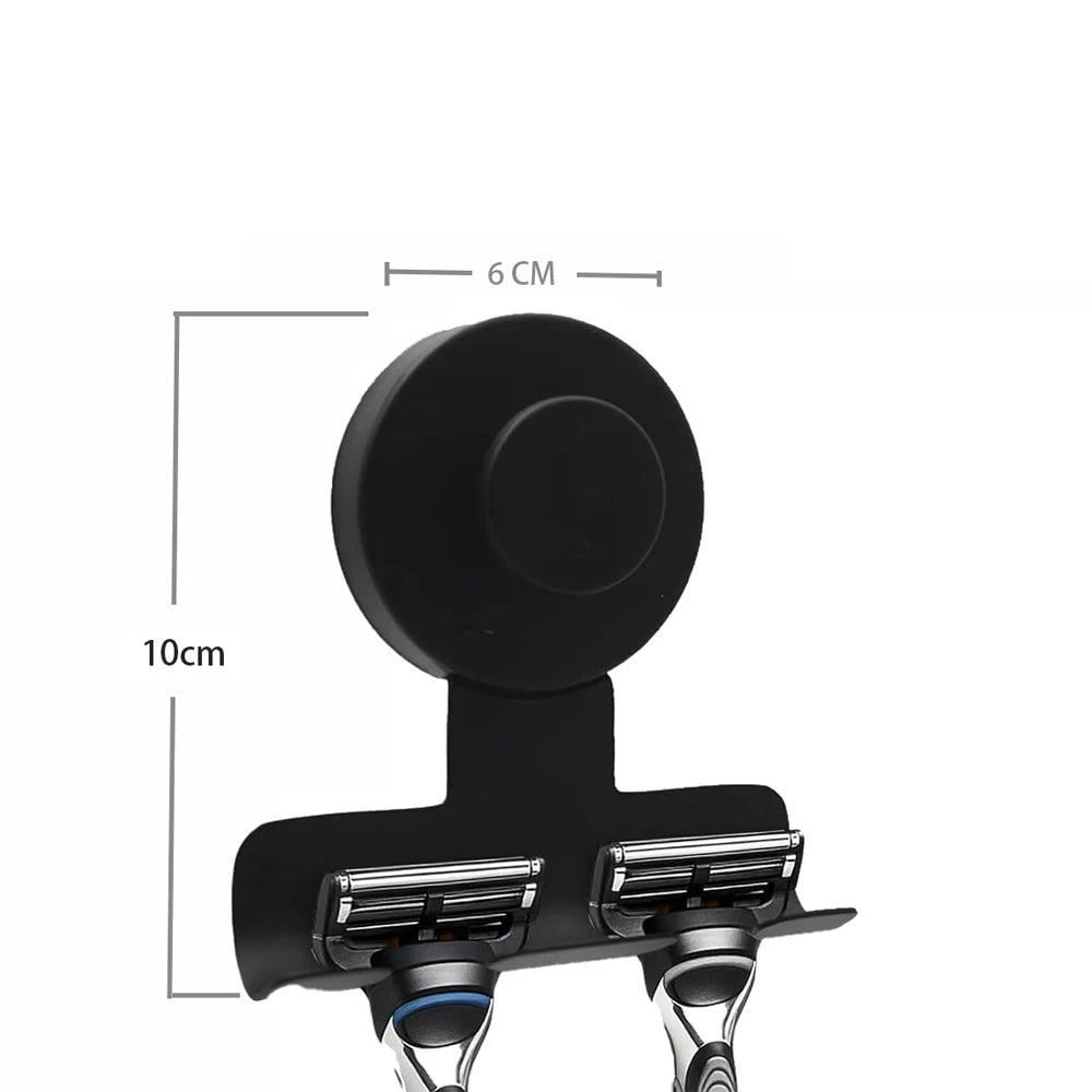 3-Hook Suction Cup Razor Holder – Stainless Steel Shower Hook Shower Razor Holder Babs Short-Black