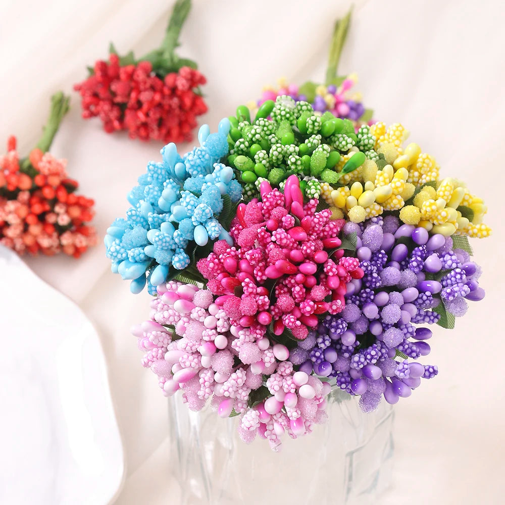 12Pcs Artificial Berry Stamen Flowers – DIY Wedding & Christmas Artificial Craft Flowers Babs