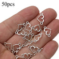 50pcs Silver Plated Heart Charm Connectors – Jewelry Making Jewelry Charm Connectors Babs Silvery