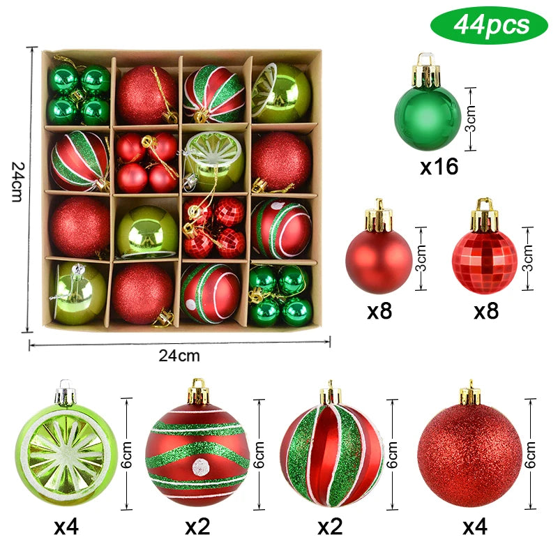 Christmas Ball Ornament Set – Snowflake Xmas Tree Decorations 2025 Christmas Ornament Set Babs 44Pcs-L as picture