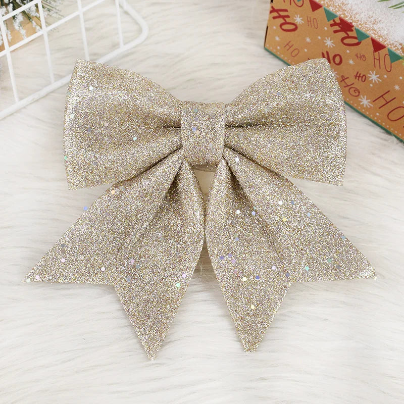 Large Glitter Christmas Bow Ornament – Red & Gold Xmas Decor Christmas Bow Ornament Babs A06 18x21cm