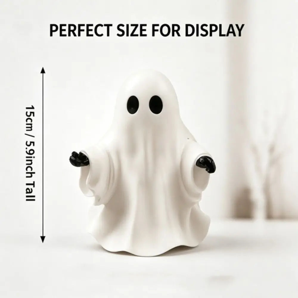 Resin Ghost Figurine – White Halloween Tabletop Ornament 15cm Halloween Figurine Babs