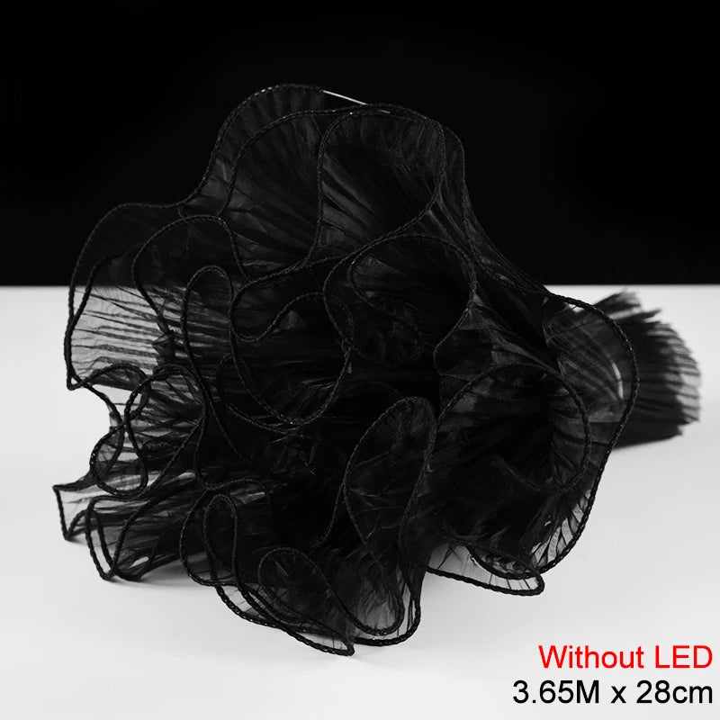 LED Mesh Yarn Flower Wrap Roll – DIY Wedding & Gift Packaging Gift Wrapping Mesh Babs Black-NOT LED
