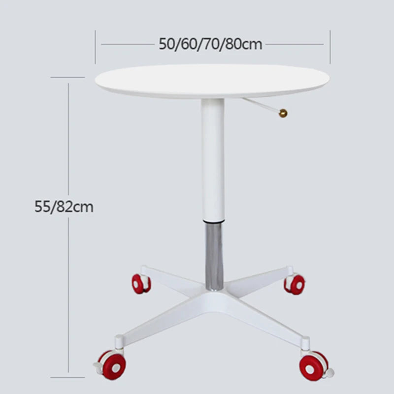 Nordic Round Coffee Table – Height Adjustable, Portable Side Table Coffee Side Table Babs White