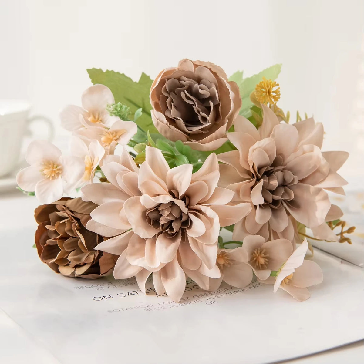 Silk Dahlia Peony Artificial Flowers – Wedding & Home Décor Artificial Silk Flowers Babs Color 2 1 PC