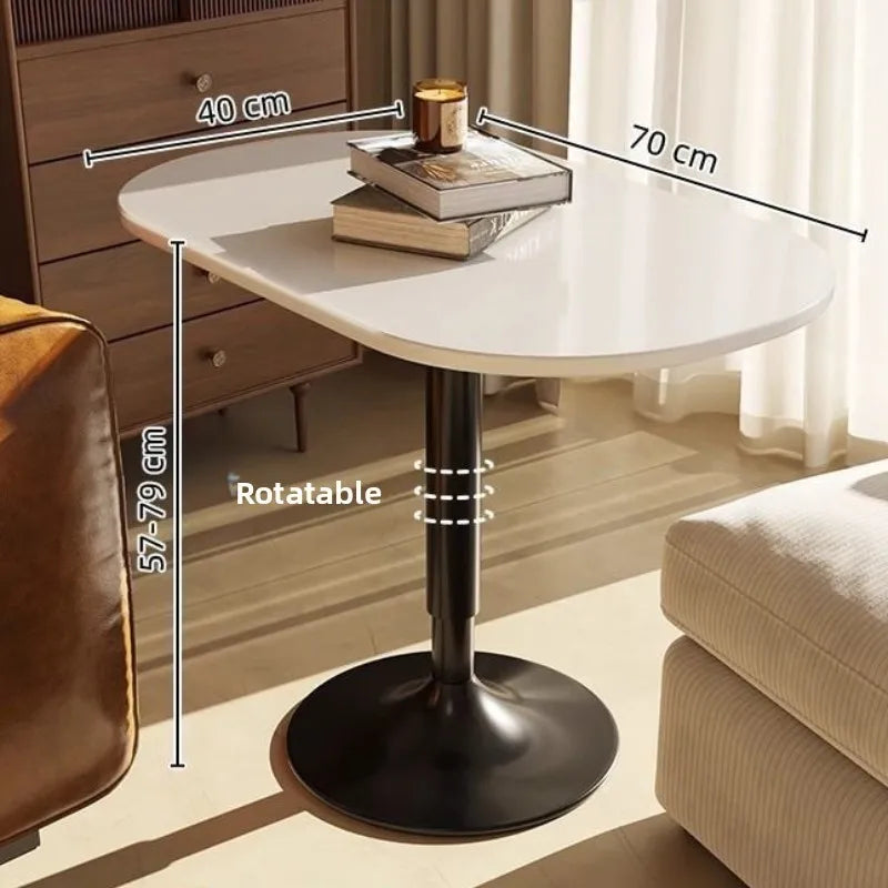Liftable Coffee Table | Modern Oval Adjustable Height Table Liftable Coffee Table Babs White Desktop