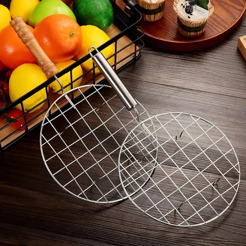 Stainless Steel Round Wire Roasting Rack with Handle | BBQ & Camp Wire Roasting Rack Babs