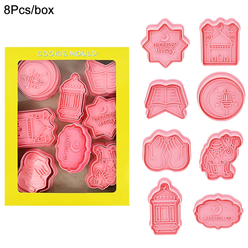 Ramadan Eid Cookie Cutters Set – 8/10Pcs Islamic Baking Molds Cookie Cutter Set Babs 8pcs-B