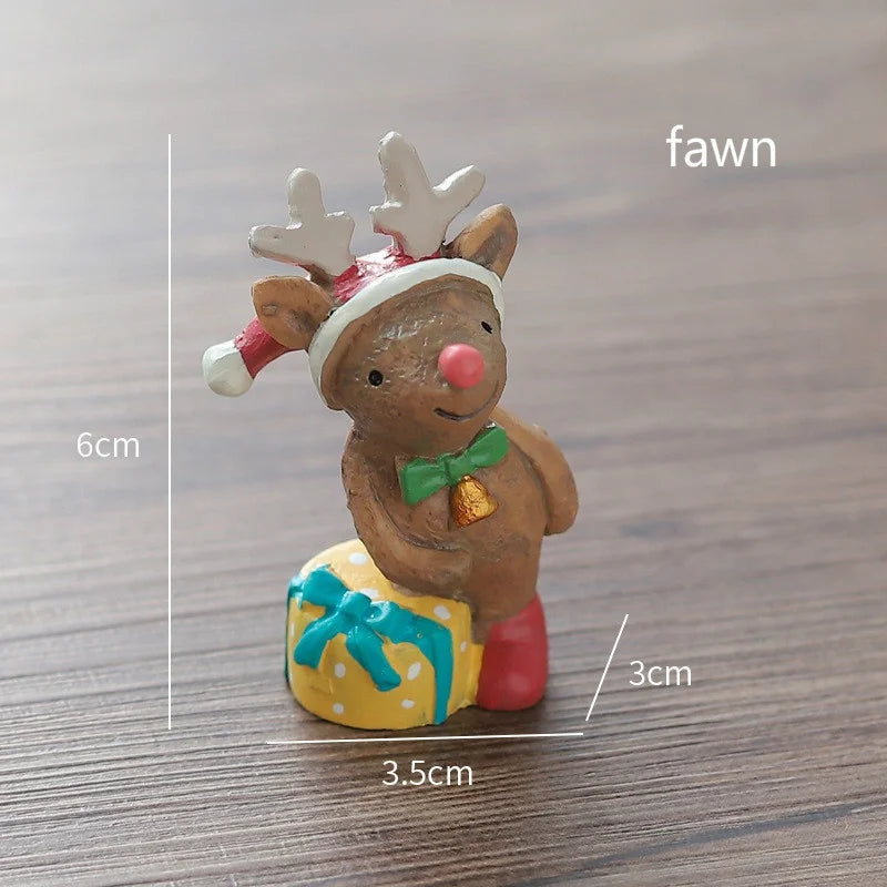 Mini Santa & Elk Resin Christmas Ornament – Holiday Decor Christmas Resin Ornament Babs fawn Yellow