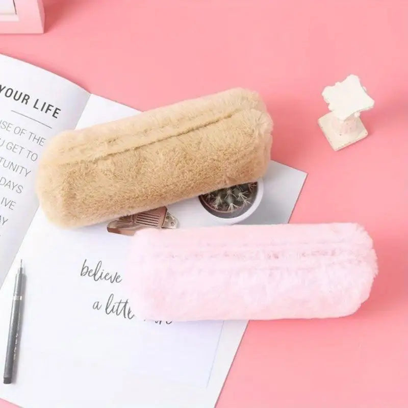 2-Pack Plush Pencil & Makeup Bag – Travel Organizer Pouch Makeup & Pencil Bag Babs