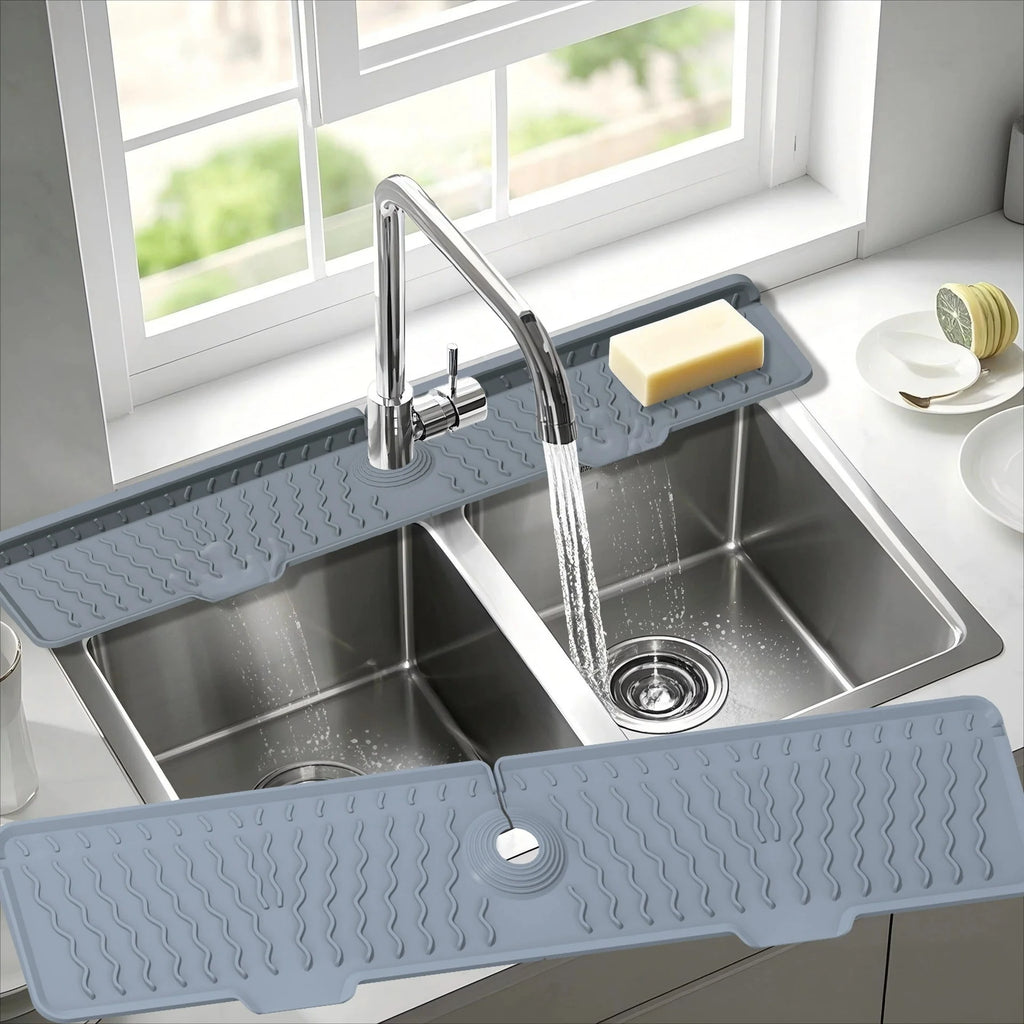 Silicone Faucet Mat Kitchen Sink Splash Guard – Extra Long Kitchen Sink Mat Babs