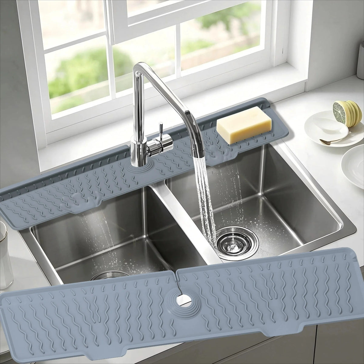 Silicone Faucet Mat Kitchen Sink Splash Guard – Extra Long Kitchen Sink Mat Babs
