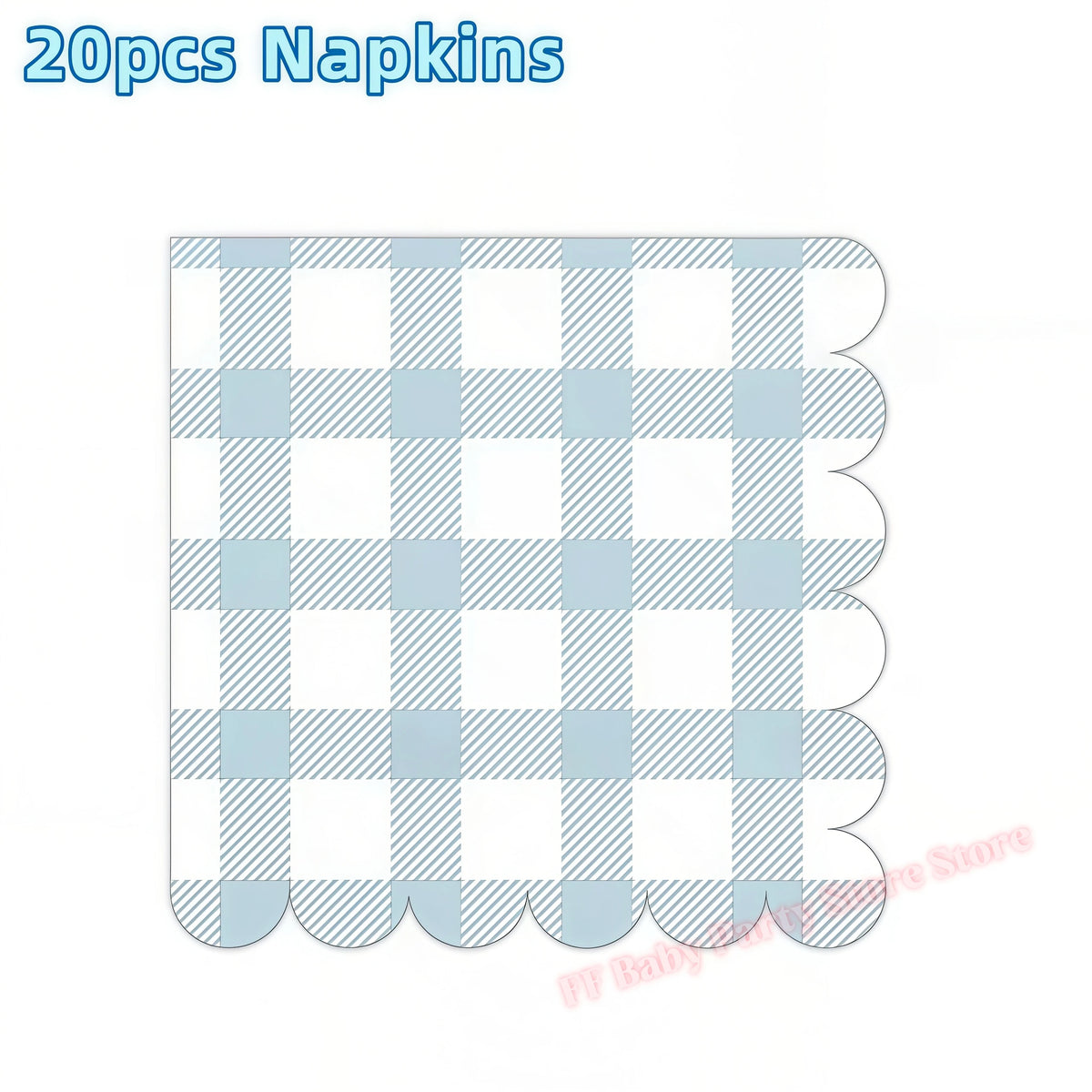 Blue Grid Birthday Party Supplies – Plates, Cups & Napkins Set Party Tableware Set Babs 20pcs Napkins others