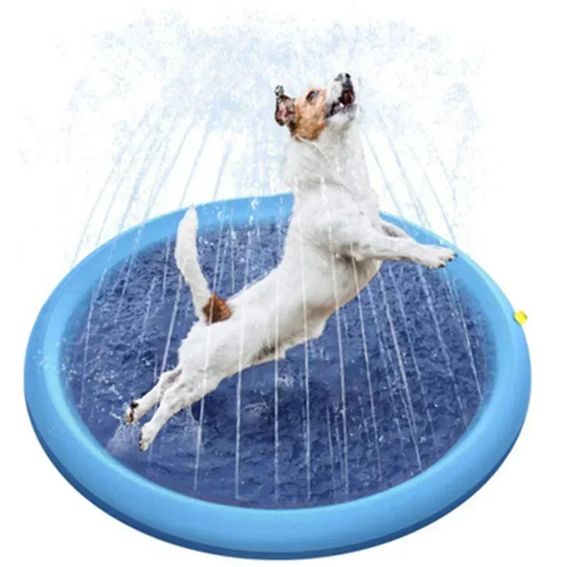 Inflatable Dog Pool Sprinkler Pad – Anti-Slip Cooling Mat Pet Splash Pad Babs Blue 200cm