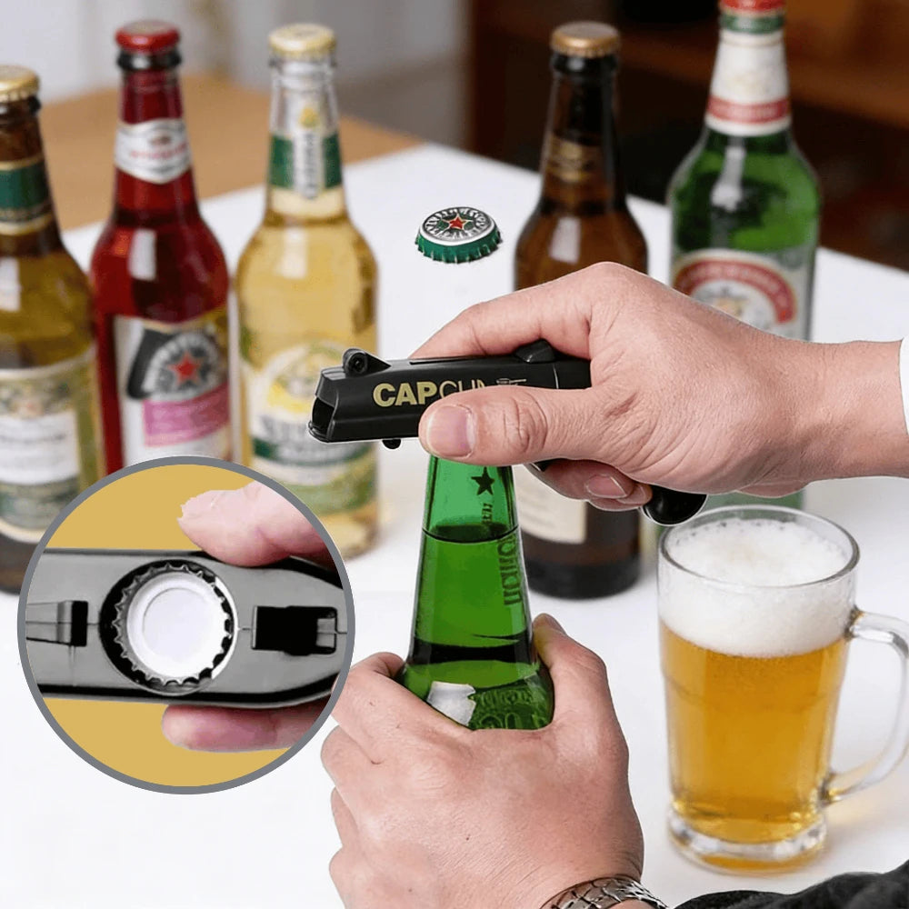 Cap Gun Bottle Opener – Fun Party Bar Tool | Stainless Steel Novelty Bottle Opener Babs