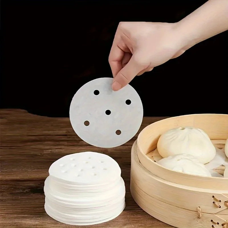 500pcs Bamboo Steamer Liners – Nonstick Disposable Steam Paper Steamer Liner Paper Babs