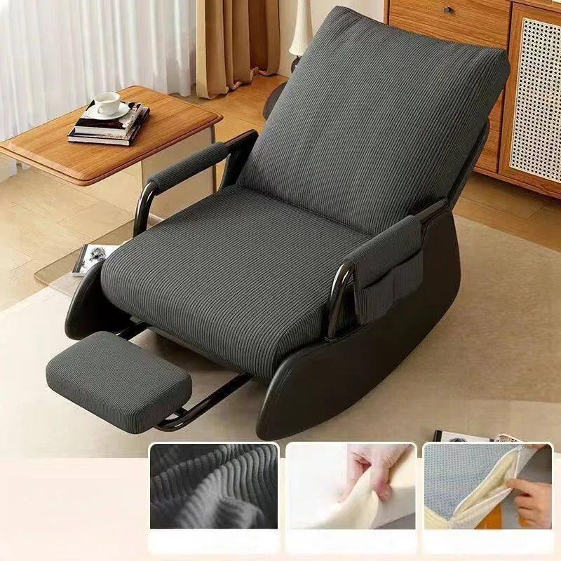 Modern Rocking Recliner Folding Armchair – Luxury Lounger Rocking Recliner Chair Babs Grey-Pedal