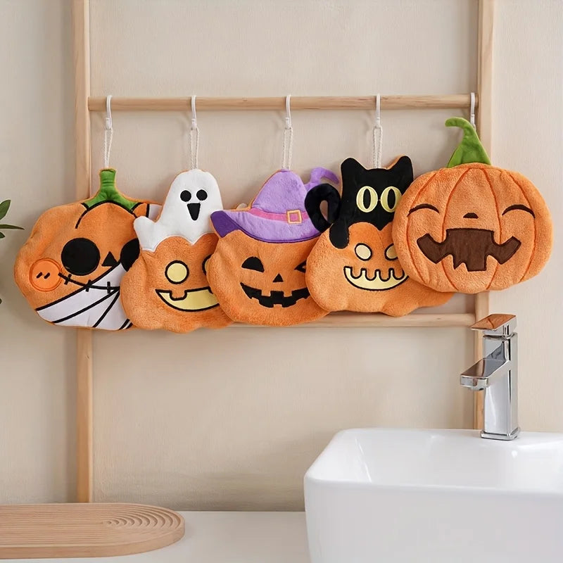 Halloween Pumpkin Hanging Hand Towel – Coral Velvet Kitchen & Bath Decorative Hand Towel Babs