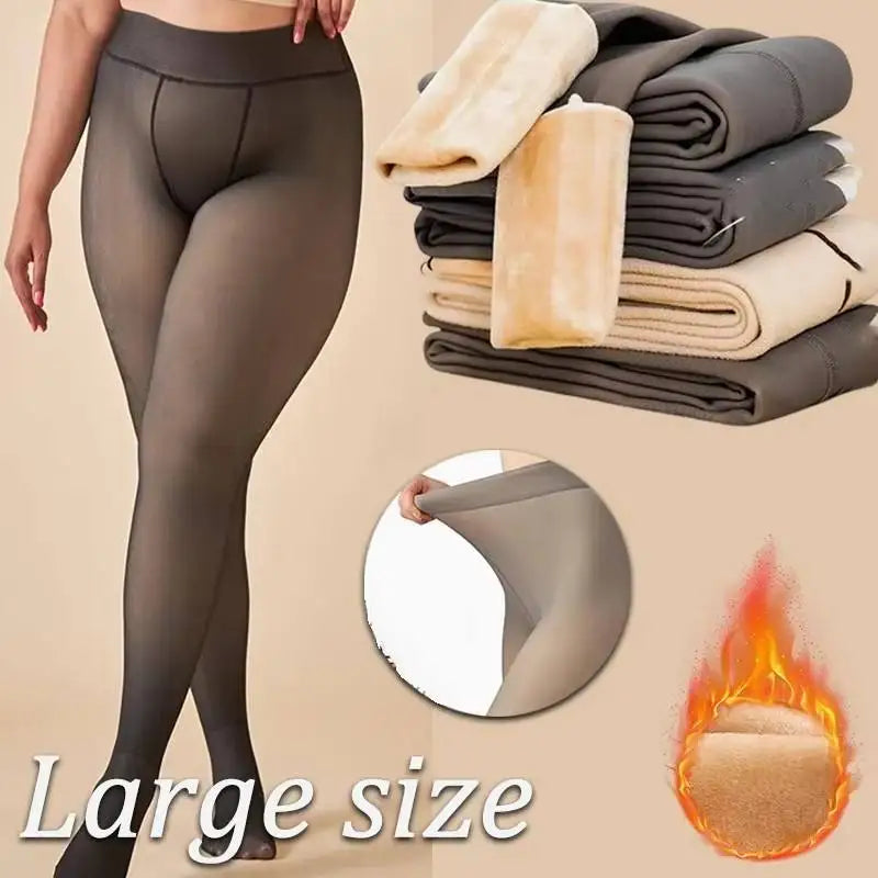Women's Thermal Fleece Velvet Tights – High Waist Pantyhose Thermal Fleece Tights Babs