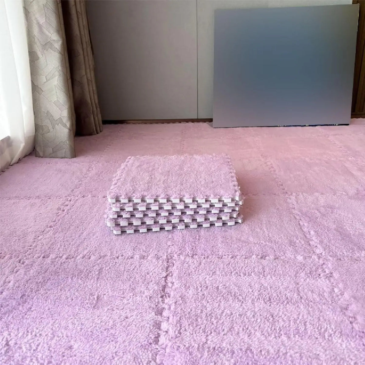 Soft Plush Baby Play Mat – EVA Foam Interlocking Puzzle Tiles Baby Play Mat Babs Pink 4PCS