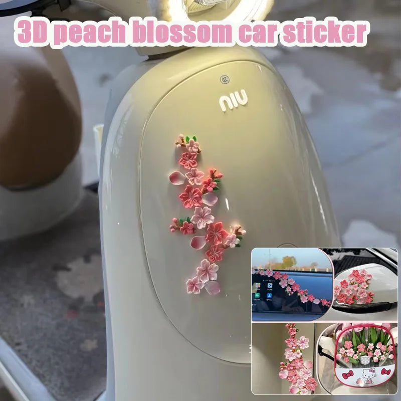 3D Cherry Blossom Resin Car Stickers – 32/64 Pcs Sakura Decals Resin Car Decals Babs