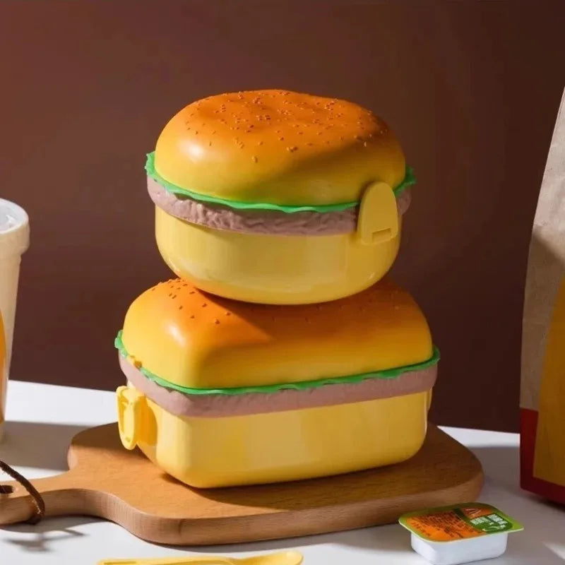 Cute Hamburger Bento Box – Double Tier Kids Lunch Box Kids Bento Lunch Box Babs