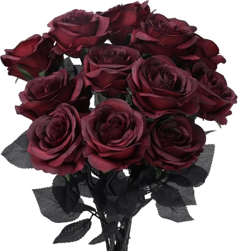 Artificial Silk Rose Bouquet – Wedding & Home Décor (10/20 Pcs) Artificial Silk Flowers Babs Rose Red 10 pcs