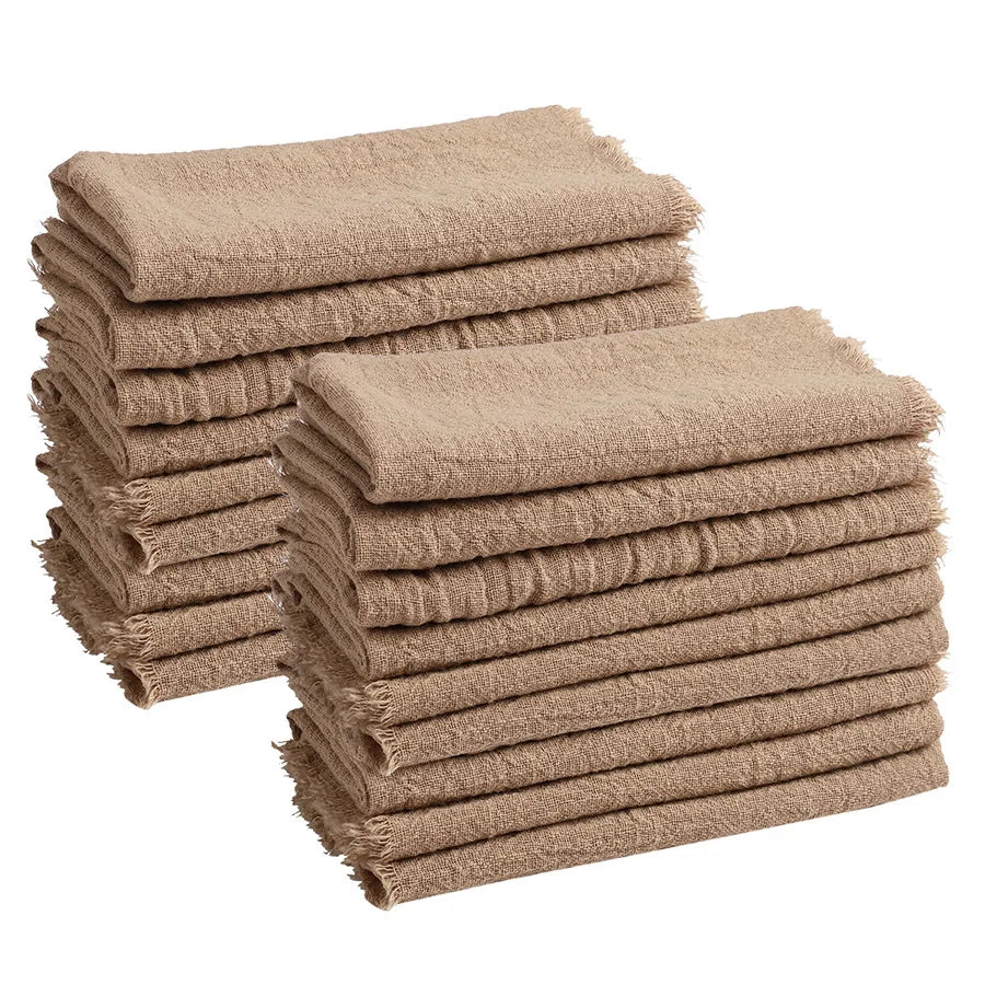 10Pcs Rustic Gauze Cloth Napkins – Wedding & Party Table Decor Cloth Napkins Babs