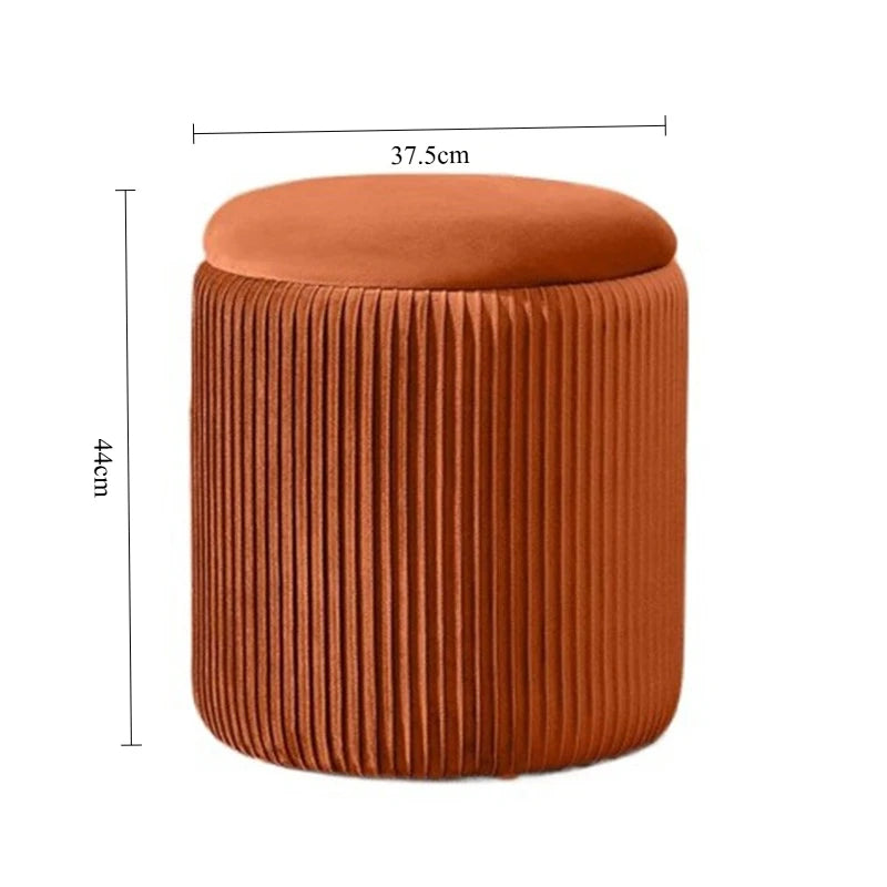 Round Storage Ottoman Pouf – Nordic Modern Fabric Footrest Stool Storage Ottoman Stool Babs Orange large