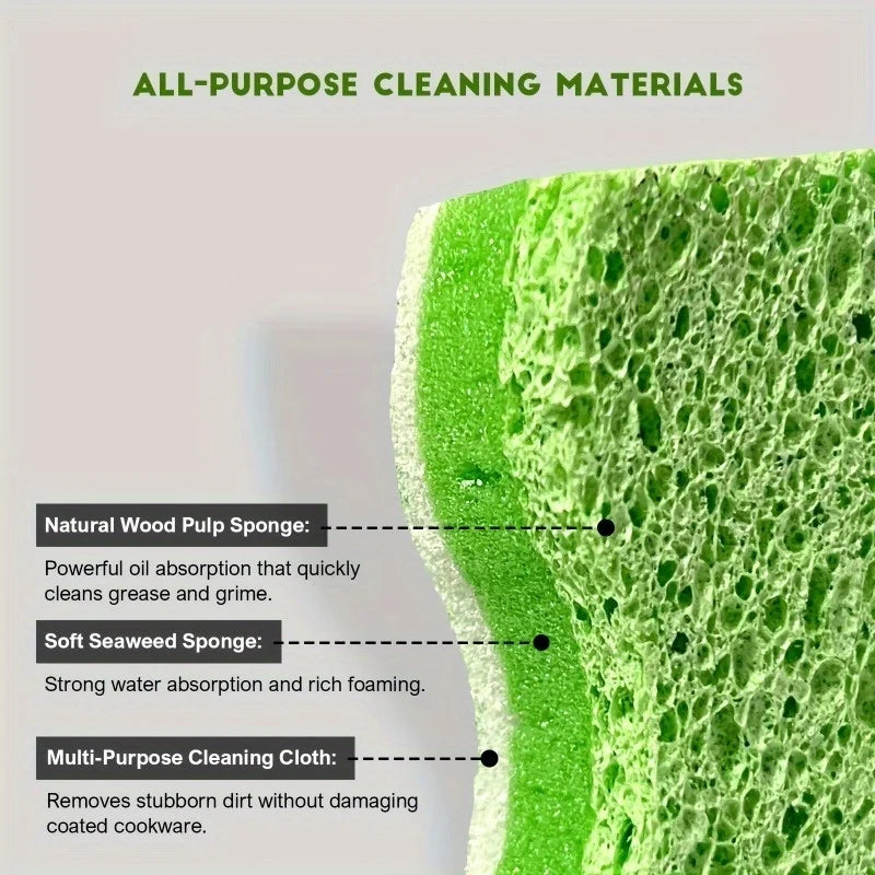 Non-Scratch Wood Pulp Cotton Scrub Sponge – Double-Side Design Dishwashing Scrub Sponge Babs