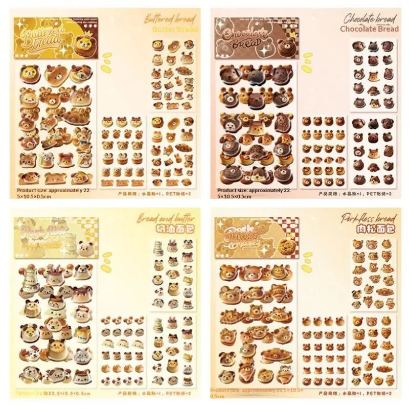 Cute Cartoon Bear 3D Embossed Stickers for DIY & Scrapbooking Decorative Craft Stickers Babs A5