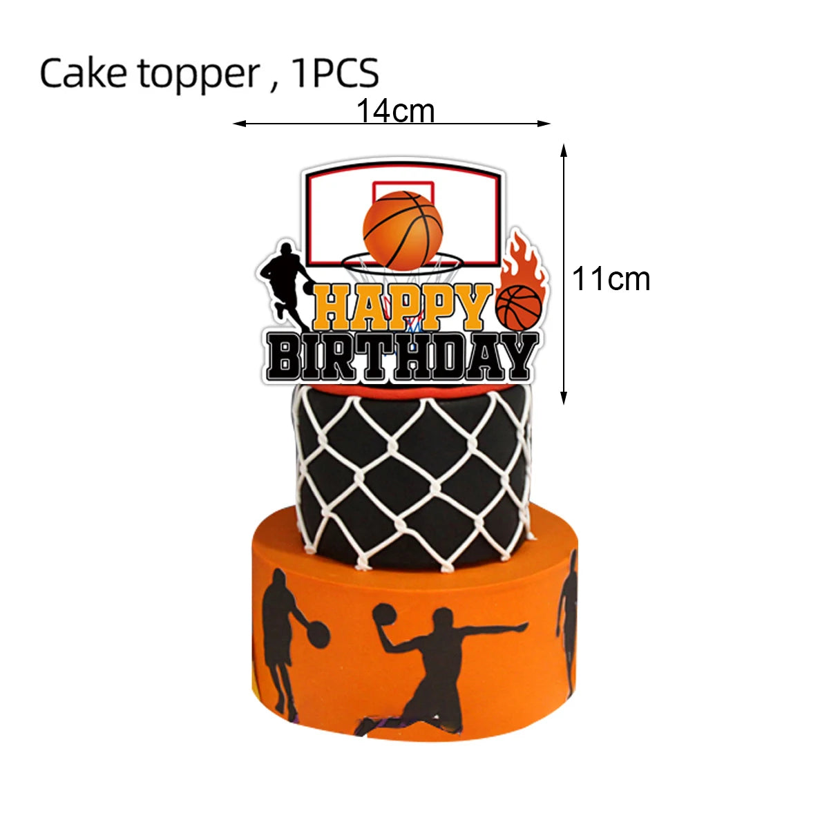 Basketball Party Supplies – Plates, Cups, Popcorn Boxes & Curtain Party Supply Set Babs cake topper 1