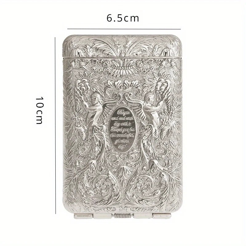 Retro Hand-Carved Metal Cigarette Case – 14 Cigarettes Metal Cigarette Case Babs
