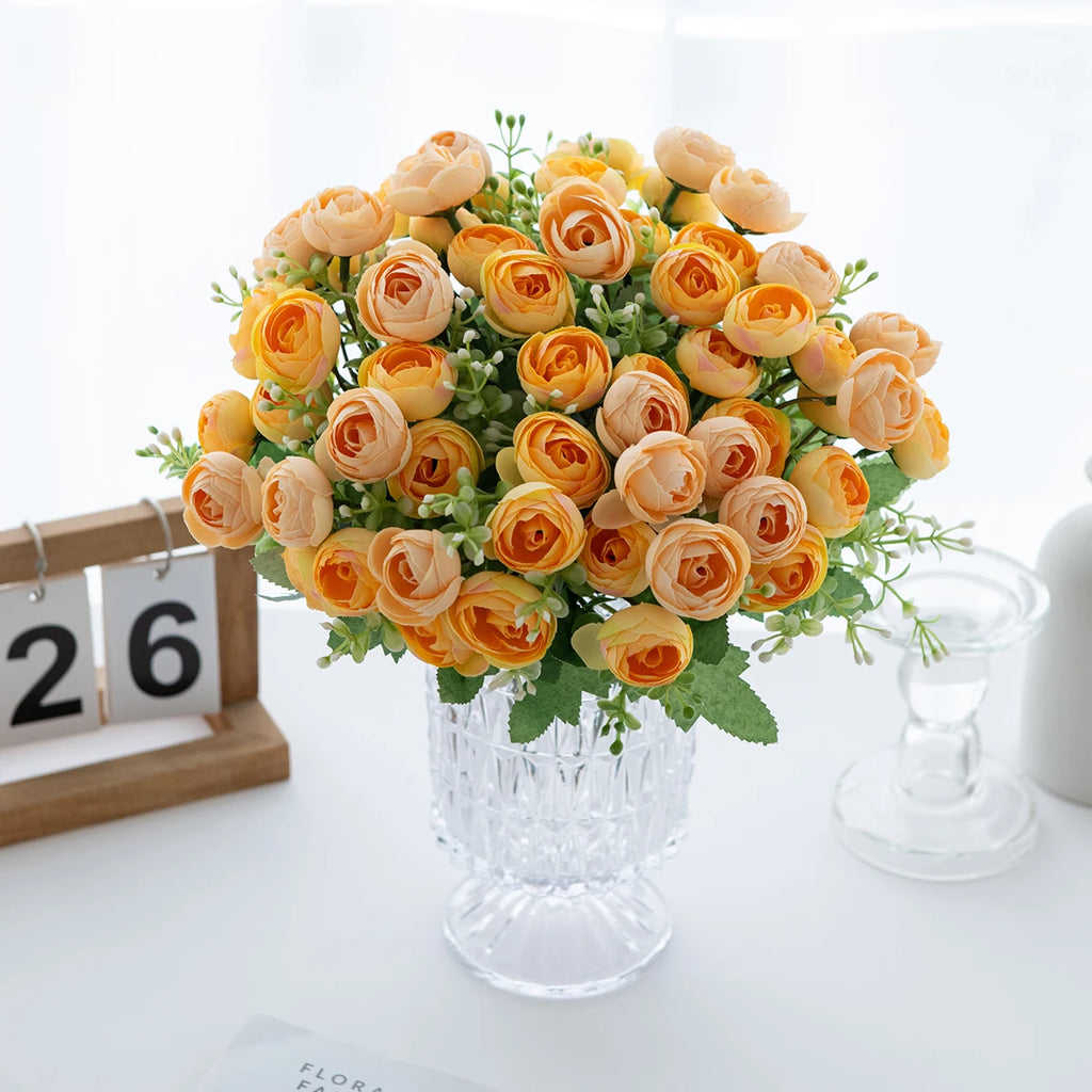 Artificial Silk Rose Tea Bud Bouquet – Wedding & Home Decor Artificial Flower Bouquet Babs