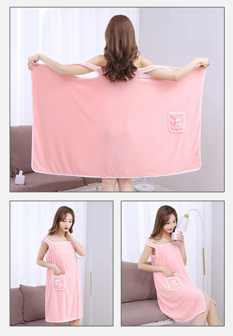 Women's Wearable Bath Towel Wrap – Fast Drying Spa Robe 135×80cm Wearable Bath Towel Babs I