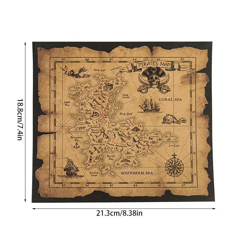 Pirate Treasure Map Kids Party Supplies – Vintage Kraft Paper Pirate Party Map Babs B