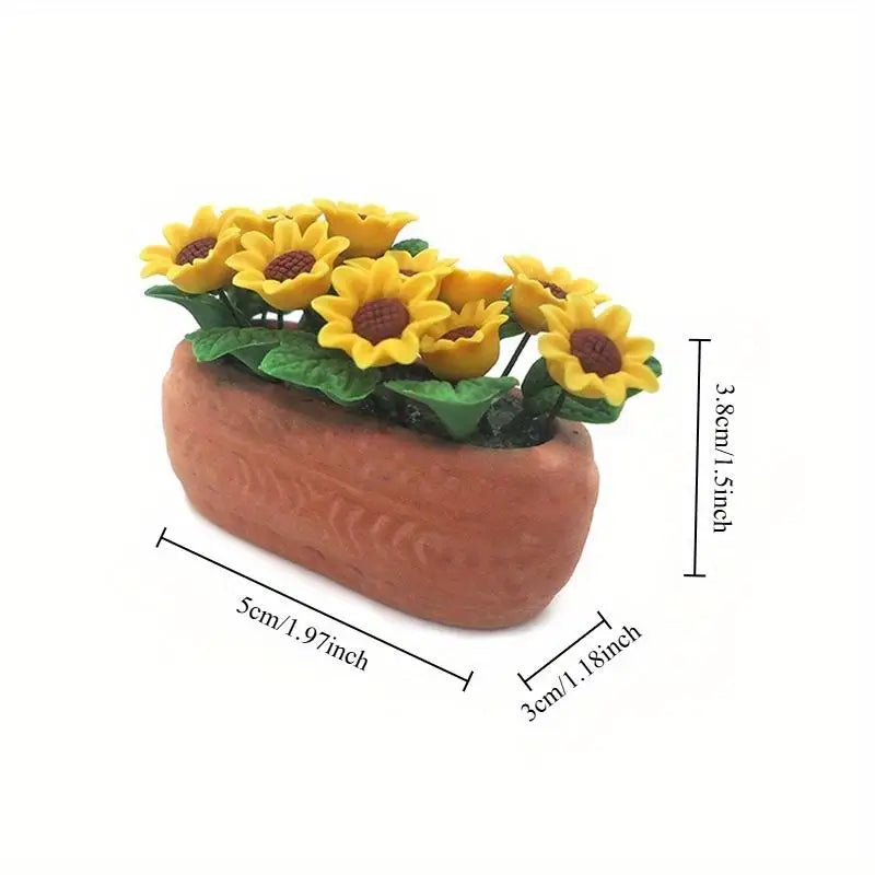 Miniature Clay Sunflower Bonsai | 1:12 Micro Landscape Decor Miniature Décor Prop Babs