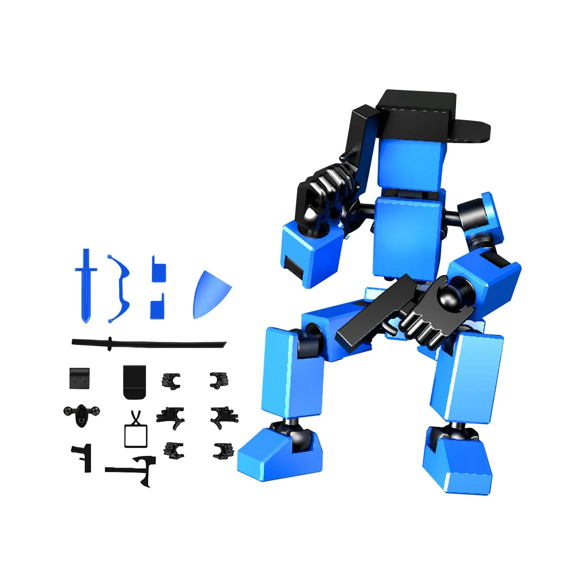 Mini Robot Action Figure Set with Accessories – Desk Decor Toy Robot Action Figure Babs Blue One Size