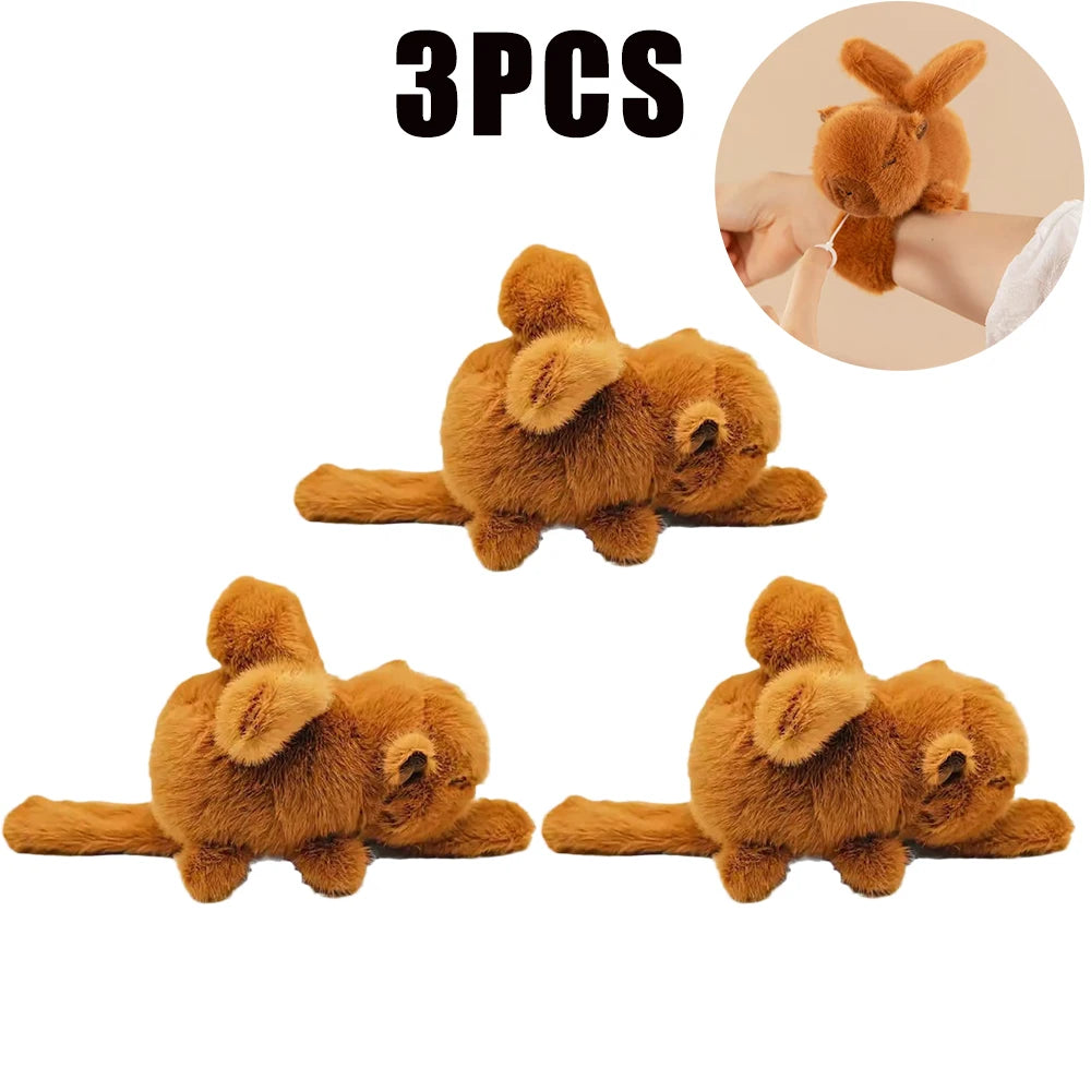 Capybara Dolphin Snap Bracelet Plush Doll – Vibrating Toy Plush Bracelet Doll Babs 3PCS