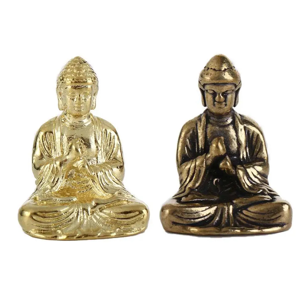 Miniature Brass Buddha Figurine Desktop Ornament | Bonsai Decor Decorative Figurine Babs