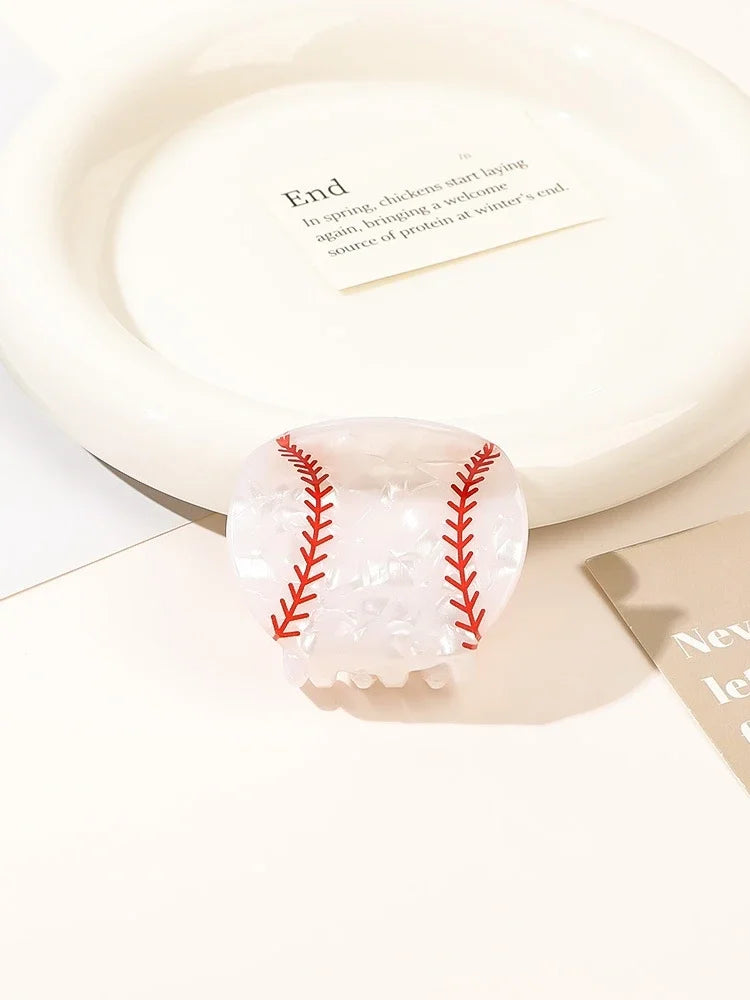 Sports Shark Claw Hair Clips – Basketball & Football Design Shark Claw Hair Clip Babs White baseball Size fits all