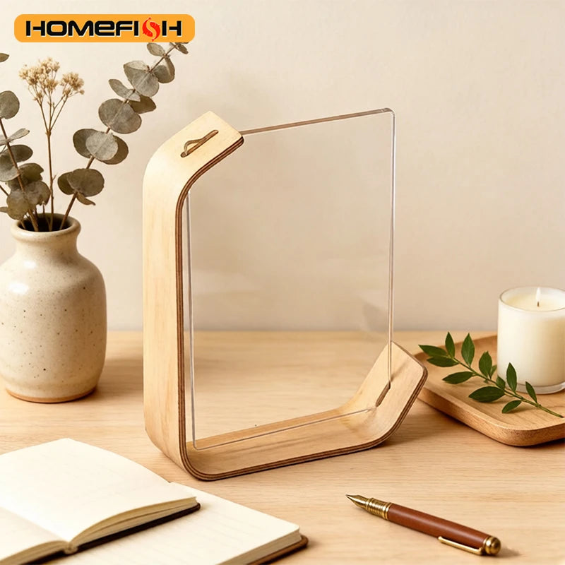 Acrylic Wood Desktop Photo Frame | Double-Sided Display Stand Desktop Photo Frame Babs