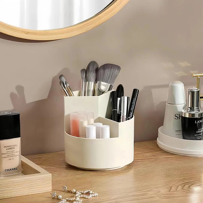 360° Rotating Pen & Makeup Brush Holder – 3-Slot Organizer Rotating Desk Organizer Babs
