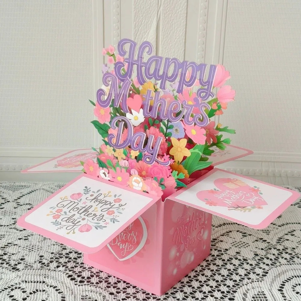 Floral Bouquet Mother's Day Card – Cardstock Thank You Postcard Greeting Card Babs