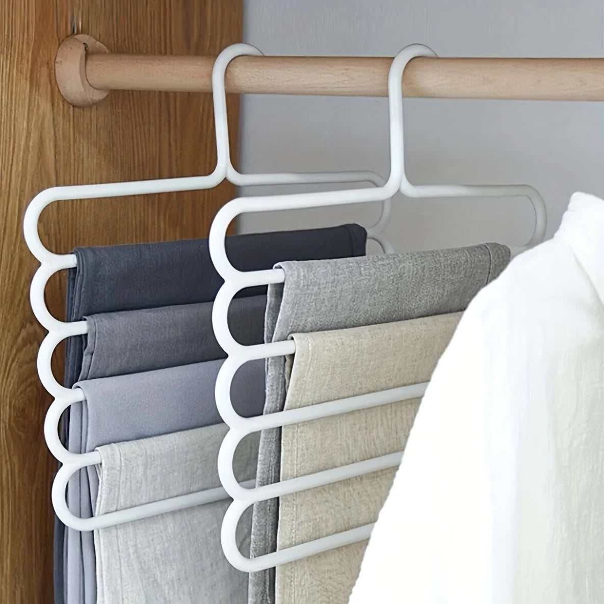 5-Layer Pants Rack with Hooks – Space-Saving Clothes Organizer Clothing Storage Rack Babs